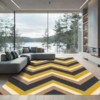 Mid-Century Mustard and Slate Chevron Rug