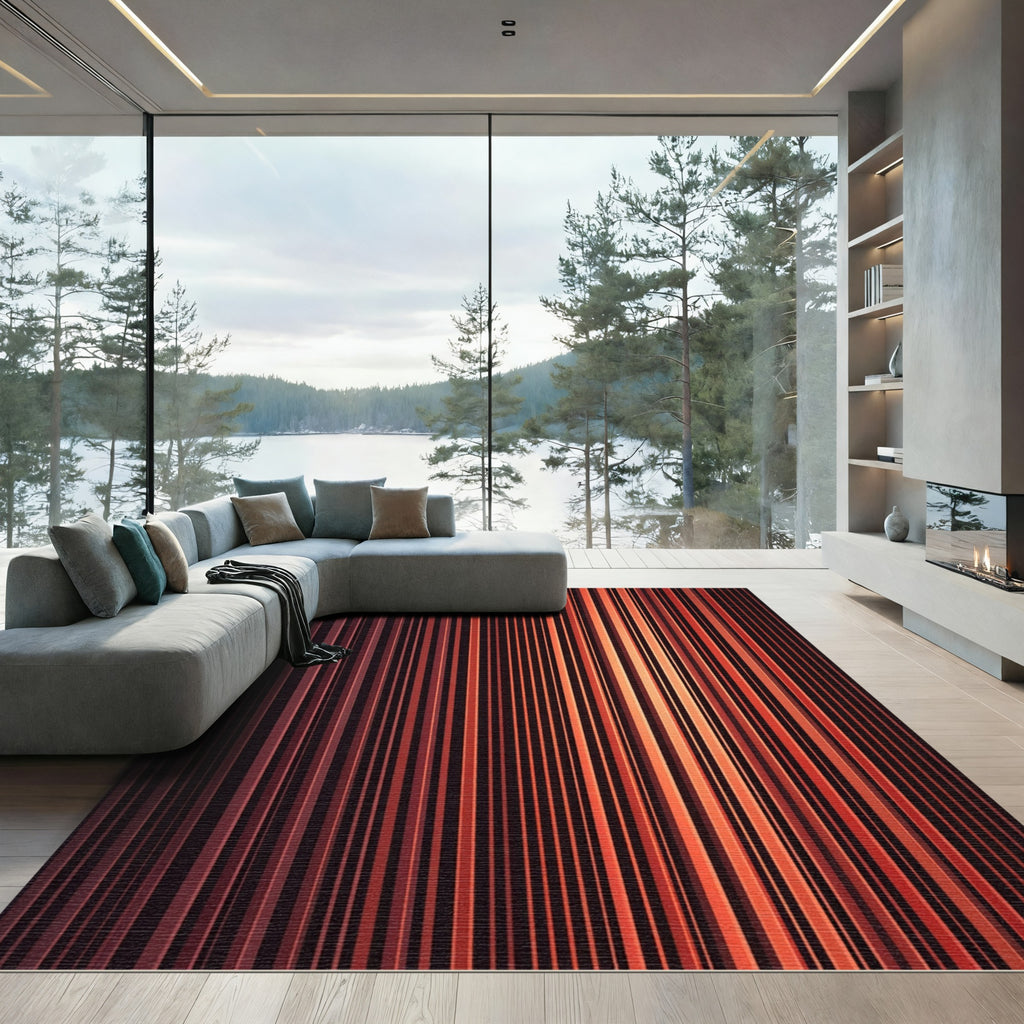 Warm Amber Vertical Stripe Rug