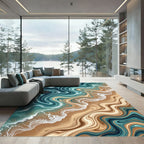 Coastal Swirl Abstract Ocean Waves Rug