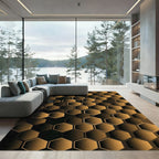Sophisticated Gold Geometric Hexagon Abstract Rug
