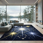 Celestial Gold Navy Constellation Starry Sky Rug