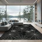 White Spiderweb Net Black Rug