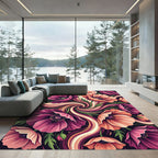 Vibrant Amaranth Poppy Swirl Rug