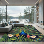 Vibrant Peacock Tropical Garden Area Rug