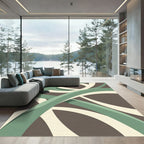 Modern Sage Cream Intertwining Abstract Curves Rug