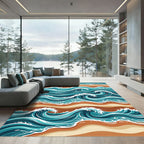 Abstract Oceanic Wave Coastal Shore Rug