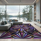 Regal Purple Crystal Geometric Burst Rug