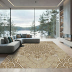 Golden Beige Filigree Medallion Rug