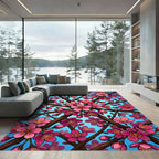 Vibrant Pink Cherry Blossom Branches Rug
