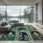 Mint Green Floral Arch Inlay Rug