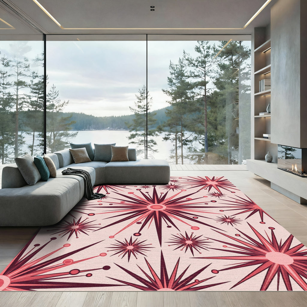 Crimson Starburst Mid Century Appeal Rug