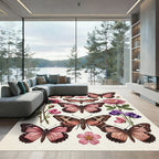 Pink Butterflies and Roses Collage Rug