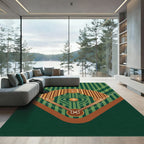 Geometric Green Baseball Field Art Rug