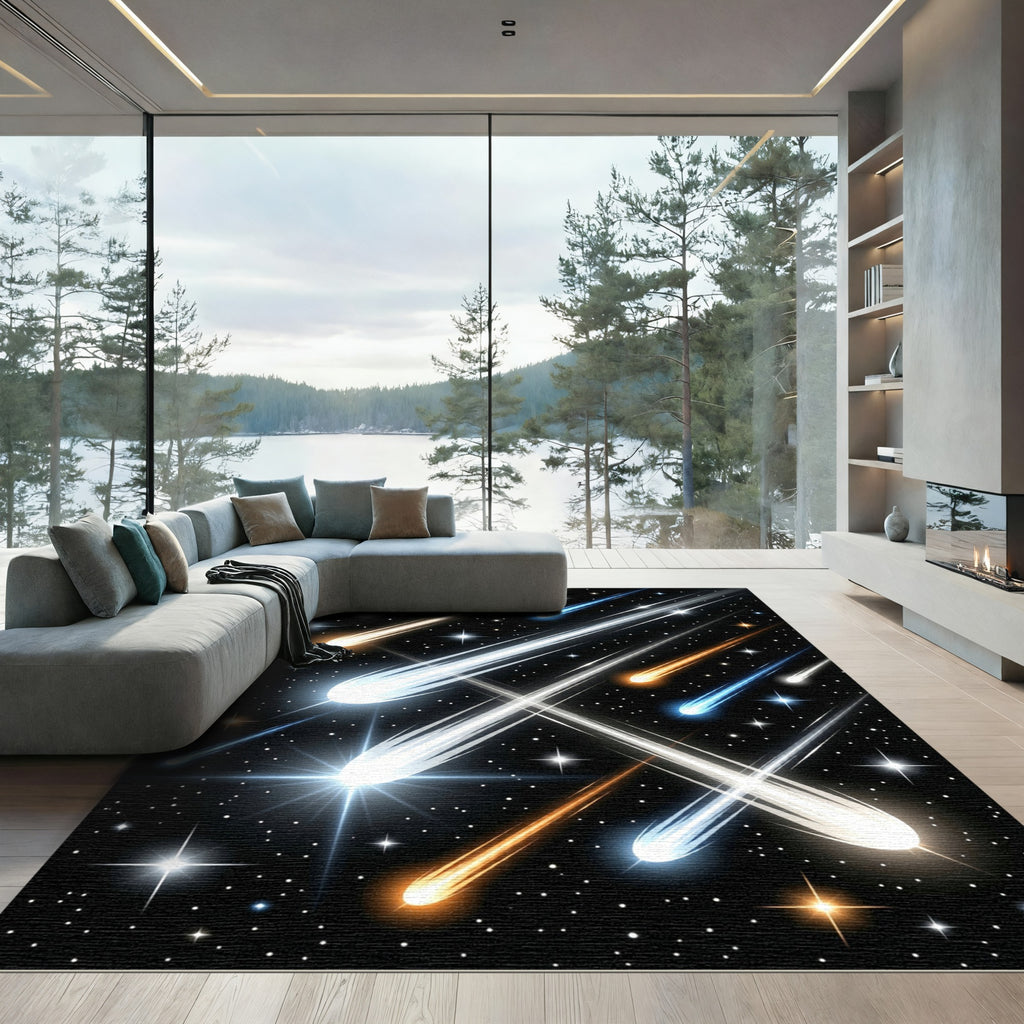 Cosmic Shooting Stars Night Sky Rug