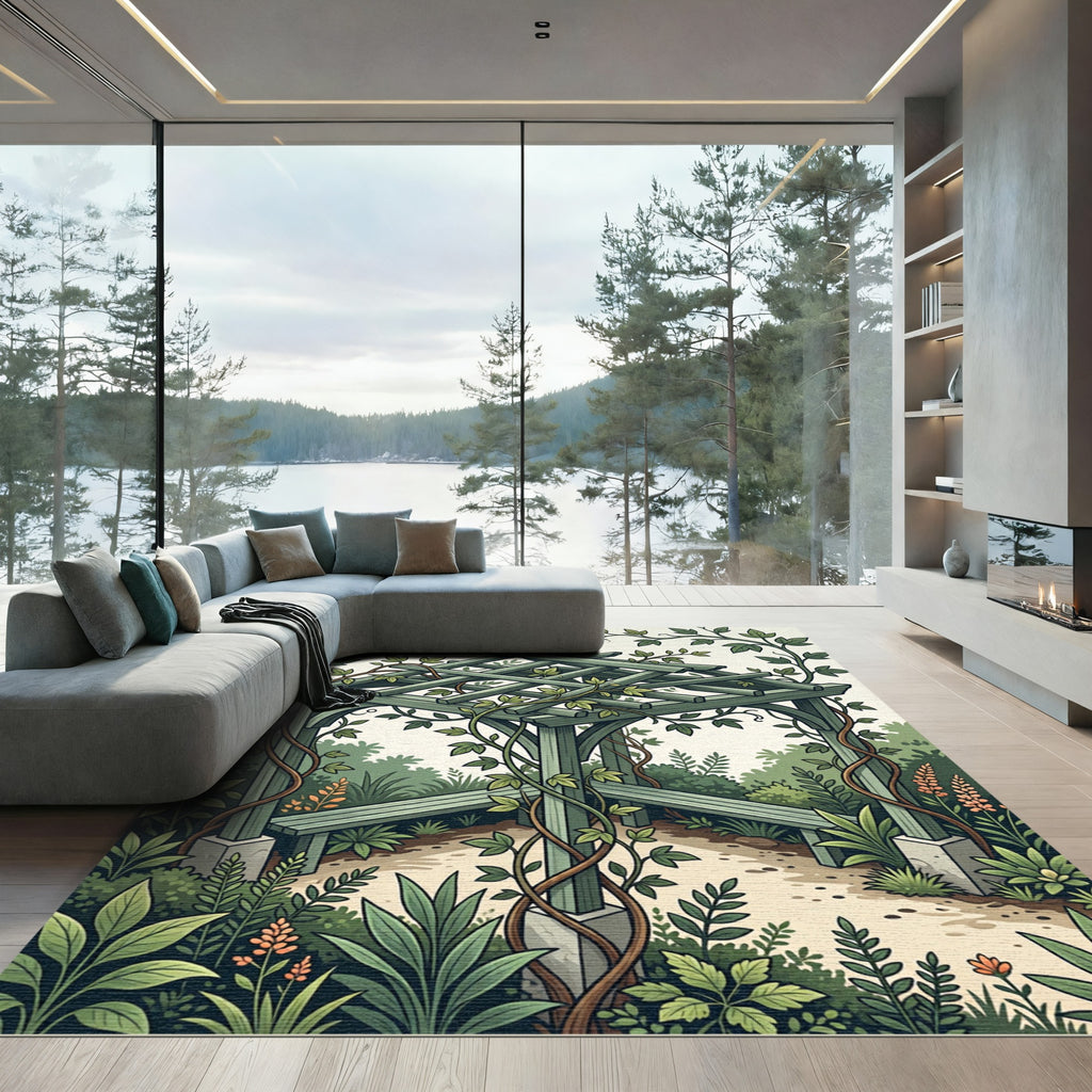 Sage Arbor Vine Botanical Illustration Rug
