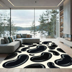 Glossy Black Bean Pattern Rug