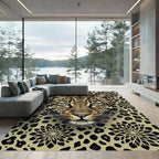 Golden Leopard Wild Flower Medallion Rug