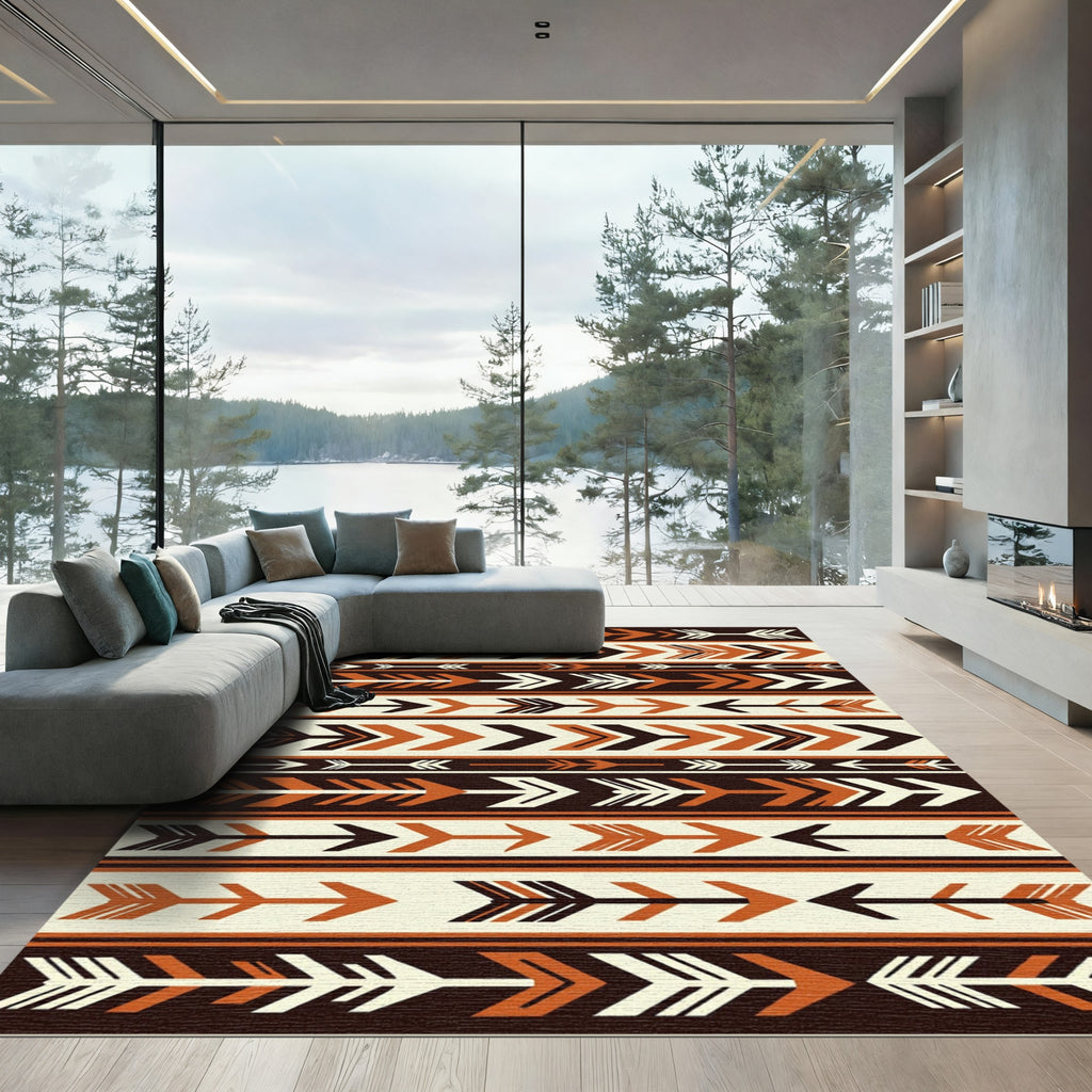 Tribal Arrows Brown Cream Rug