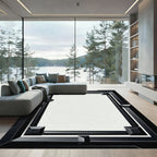 Modern Black Geometric Frame Rug