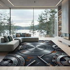 Industrial Metallic Gear Assemblage Rug