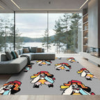 Playful Cartoon Creature Repeating Color Block Rug