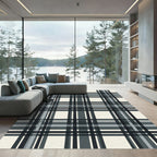 Cool Tone Plaid Stripes Rug