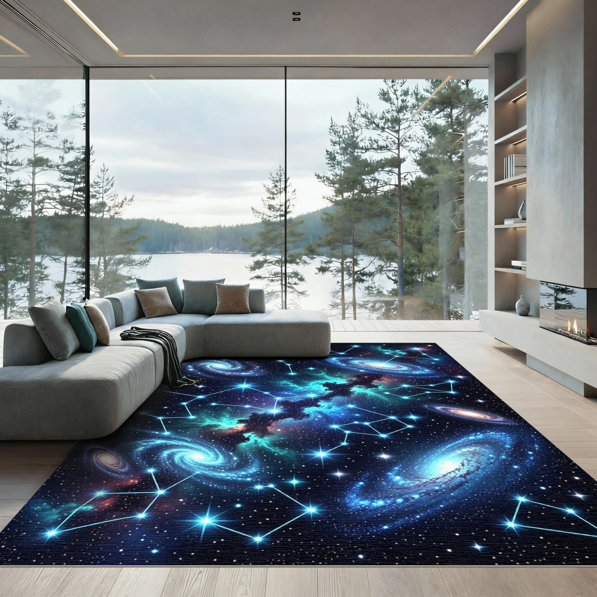 Cosmic Nebula Spiral Galaxy Starfield Rug
