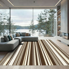 Rich Chocolate Cream Striped Classic Rug