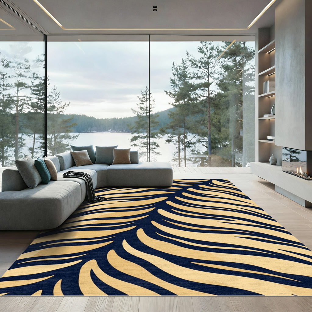 Bold Amber Tiger Stripe Waves Rug