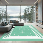Minimalist Mint Green Sports Pitch Line Grid Rug