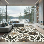 Earthy Tone Floral Vine Arrangement Rug
