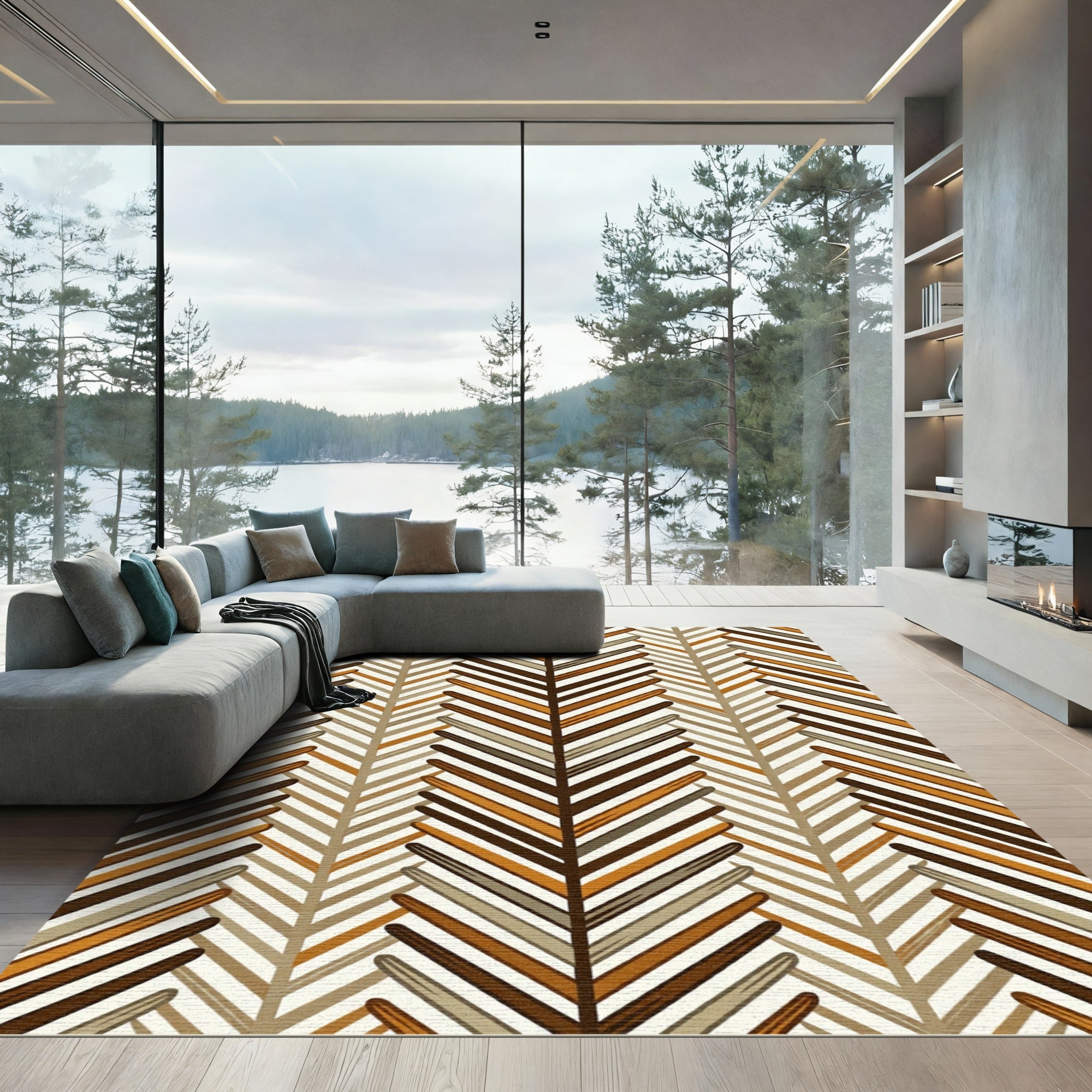 Earthy Tones Zigzag Chevron Rug