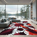 Crimson Red Splatter Burst Rug