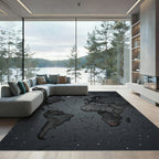 Abstract Starry World Map Dots Rug