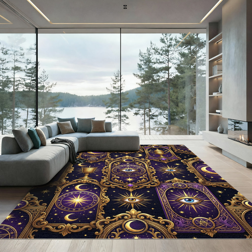 Celestial Gold Eye Mystic Night Rug