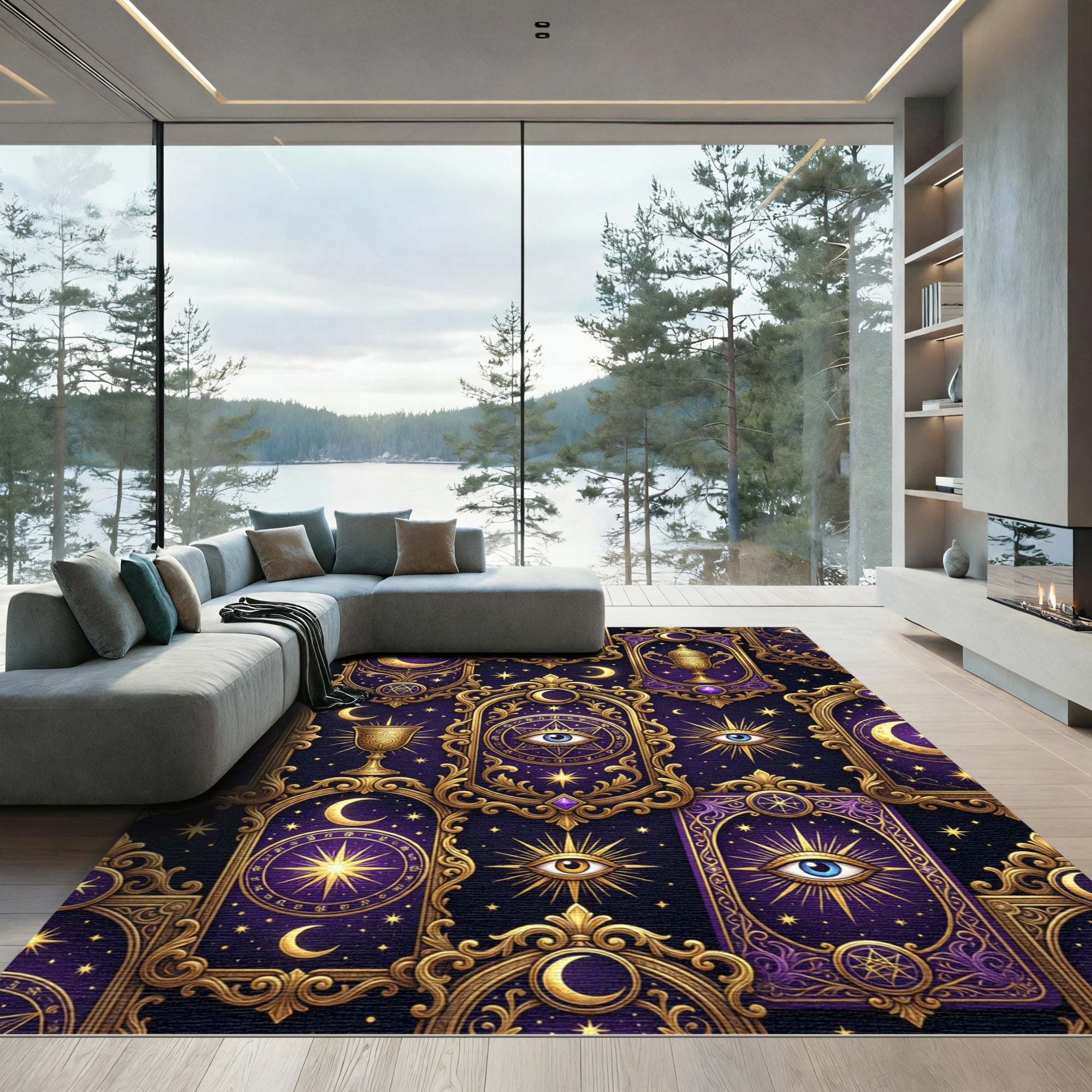 Celestial Gold Eye Mystic Night Rug