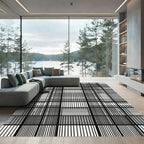 Chunky Black White Grid Squares Rug