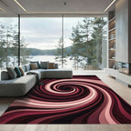Crimson Pink Swirl Ripple Rug