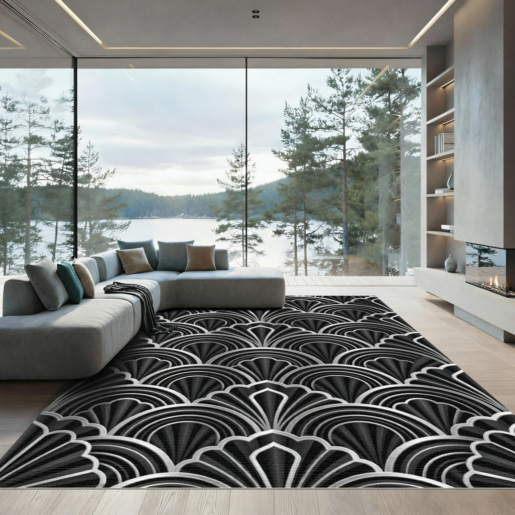 Art Deco Silver Fan Collection Rug