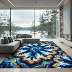Deep Blue Crystal Geode Abstraction Rug