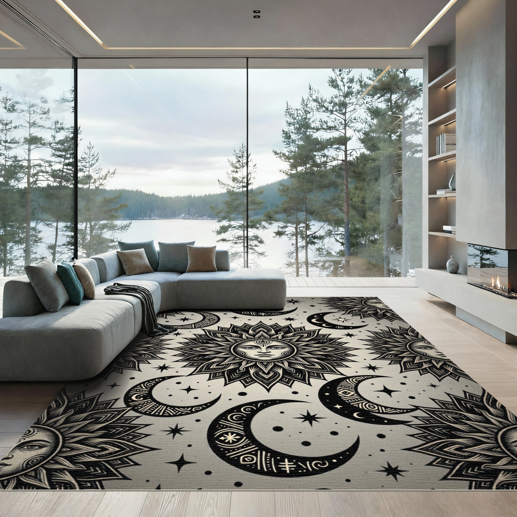 Celestial Sun Moon Star Radiance Rug