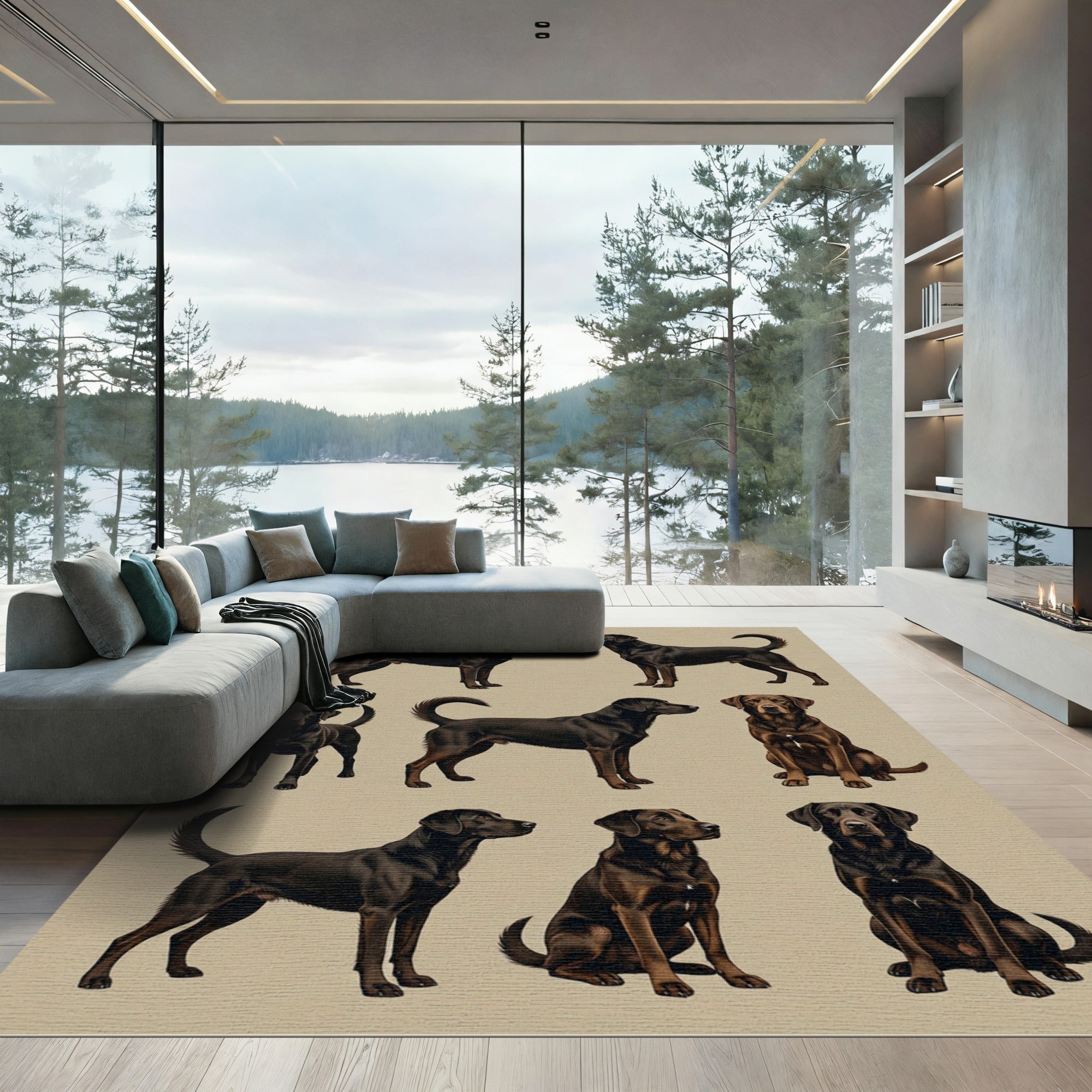 Classic Black Labrador Retriever Grid Rug