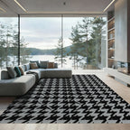 Classic Houndstooth Black Grey Tessellation Rug