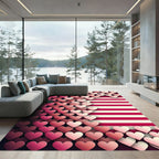 Pink Heart Stripes Composition Rug