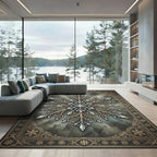 Ornate Crystal Snowflake Border Rug