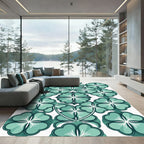 Aqua Clover Floral Abstract Rug