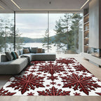 Crimson Snowflake All Over Pattern Rug