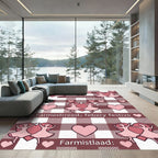 Blush Pink Dancing Girls Gingham Heart Rug