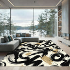 Dynamic Black Figure Brushstroke Dance Rug