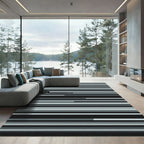 Monochromatic Glitch Stripe Arrangement Rug